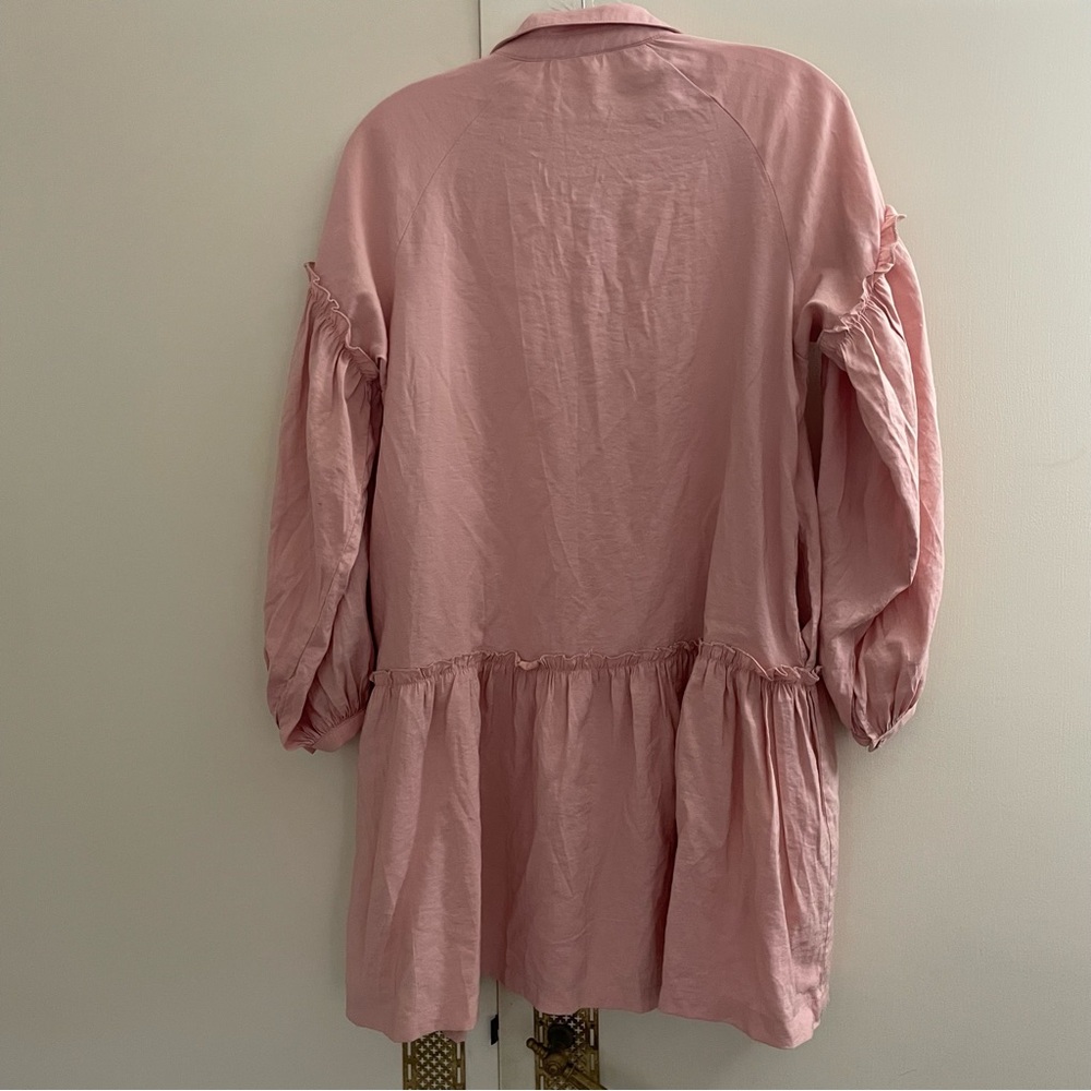 Free people easy street drop waist pink shirt dress button front size XS - Picture 10 of 15